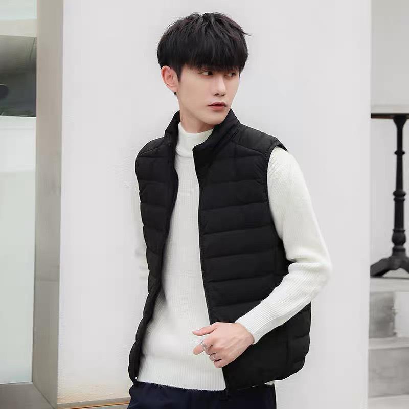 2024 Men's Lightweight Down Vest - Casual Sleeveless, Short Stand Collar, Plus Size Autumn/Winter Outerwear