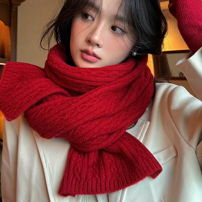 New Knitted Wool Knitted Cashmere Scarf For Women Couples New Versatile Solid Color Scarf Winter
