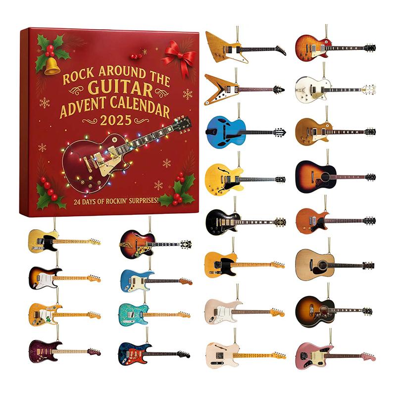 

1Pc 2025 Rock Around The Guitar Advent Calendar, 24 Days Christmas Countdown Calendar, With 24 Mini Guitar Ornaments M різнокольоровий