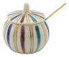 Salt Kyoto-yaki, Kiyomizu-yaki, Hand-painted Container, Koma-suji Pattern, TG-003D