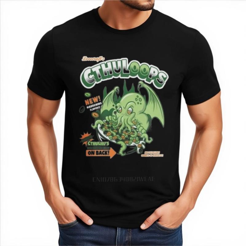 Cthulhu Men's T-Shirt Cthuloops All Flavors Design Cotton Short Sleeve Round Collar Casual Tee