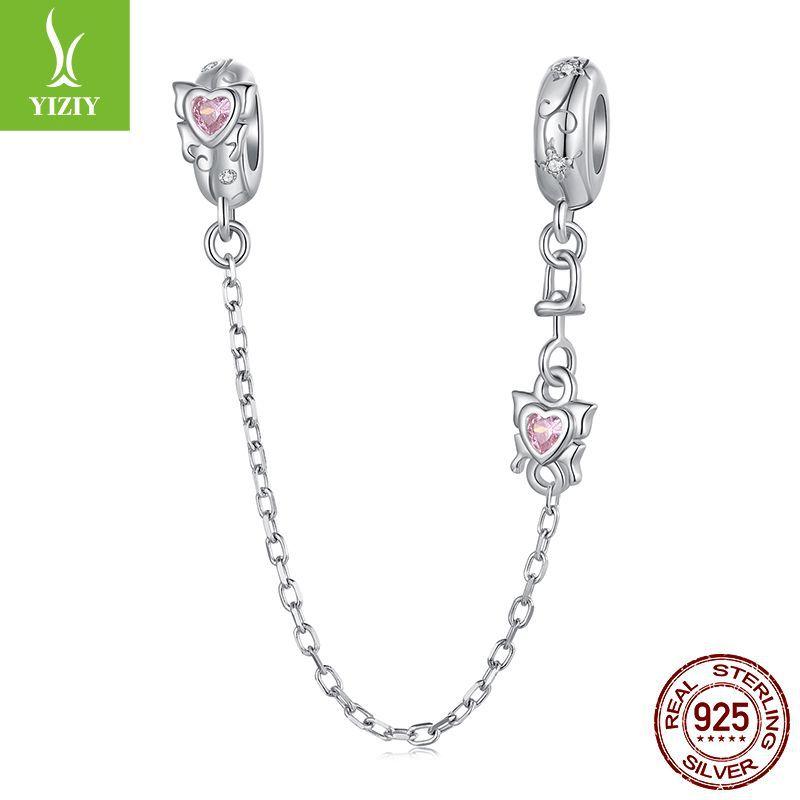 S925 Yinchun Butterfly Heart-Shaped Silicone Safety Chain Light Luxury Personalized Diy Bracelet Beaded Accessories