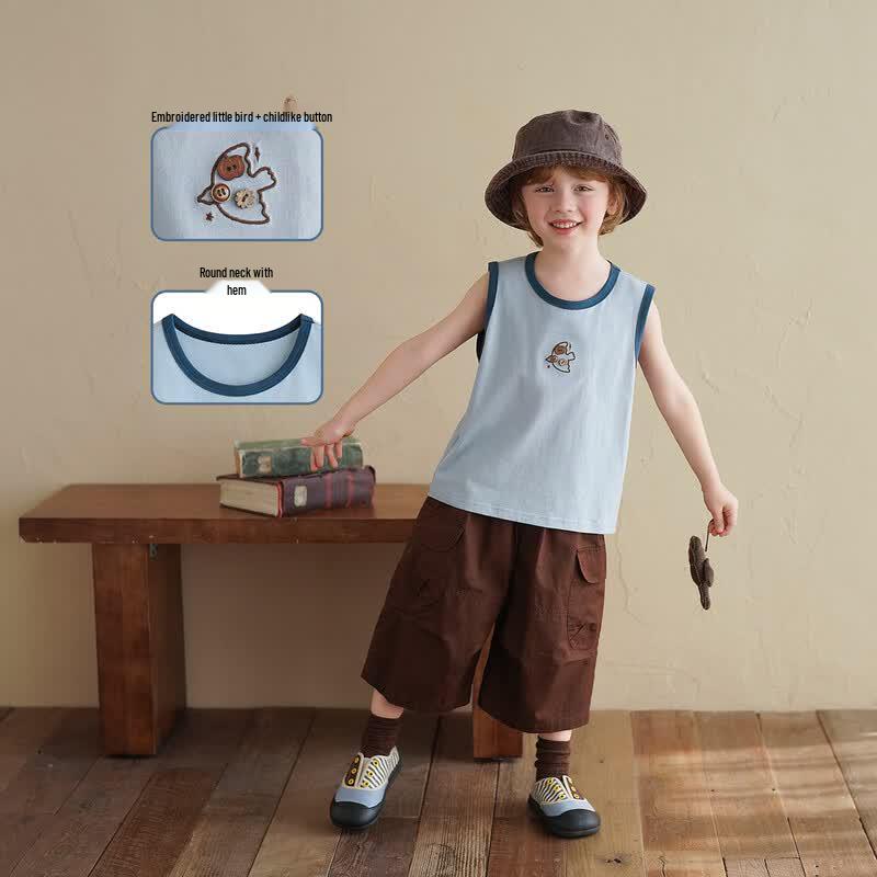 Unisex Kids' Cotton Color-Block Summer Vest