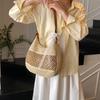Women Hollow Shoulder Bag Large Capacity Straw Weaving Travel Handbag Adjustable Strap Shopper Tote Bag