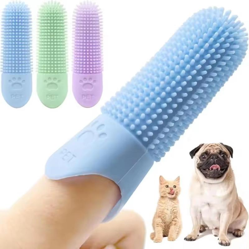 Soft Silicone Dog Toothbrush 360° Finger Toothbrush For Dogs Cats Durable Pet Finger Brush Tooth Cleaning Tool