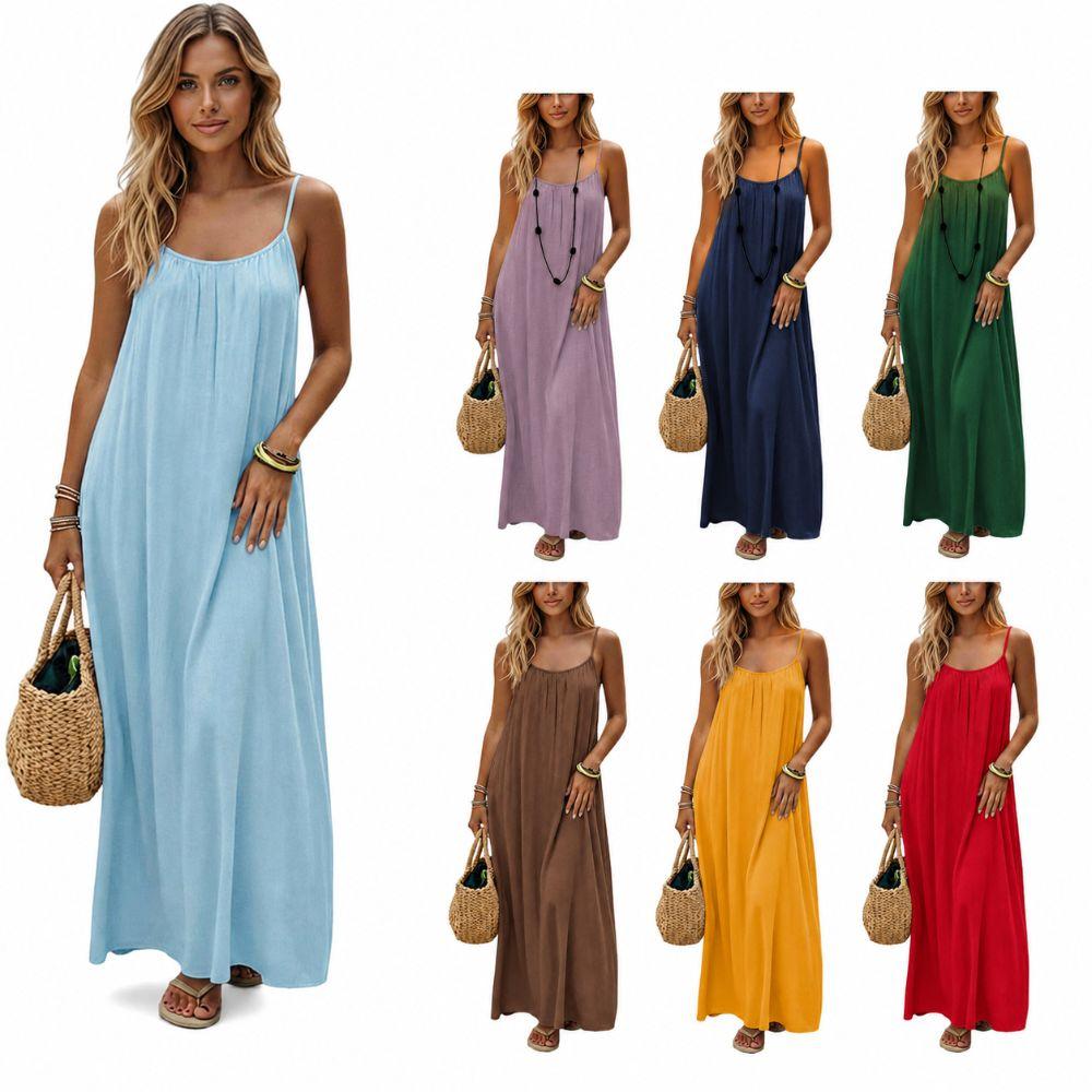 Comfortable Women's Crepe Maxi Dress Summer Long Dress for Beach Vacation