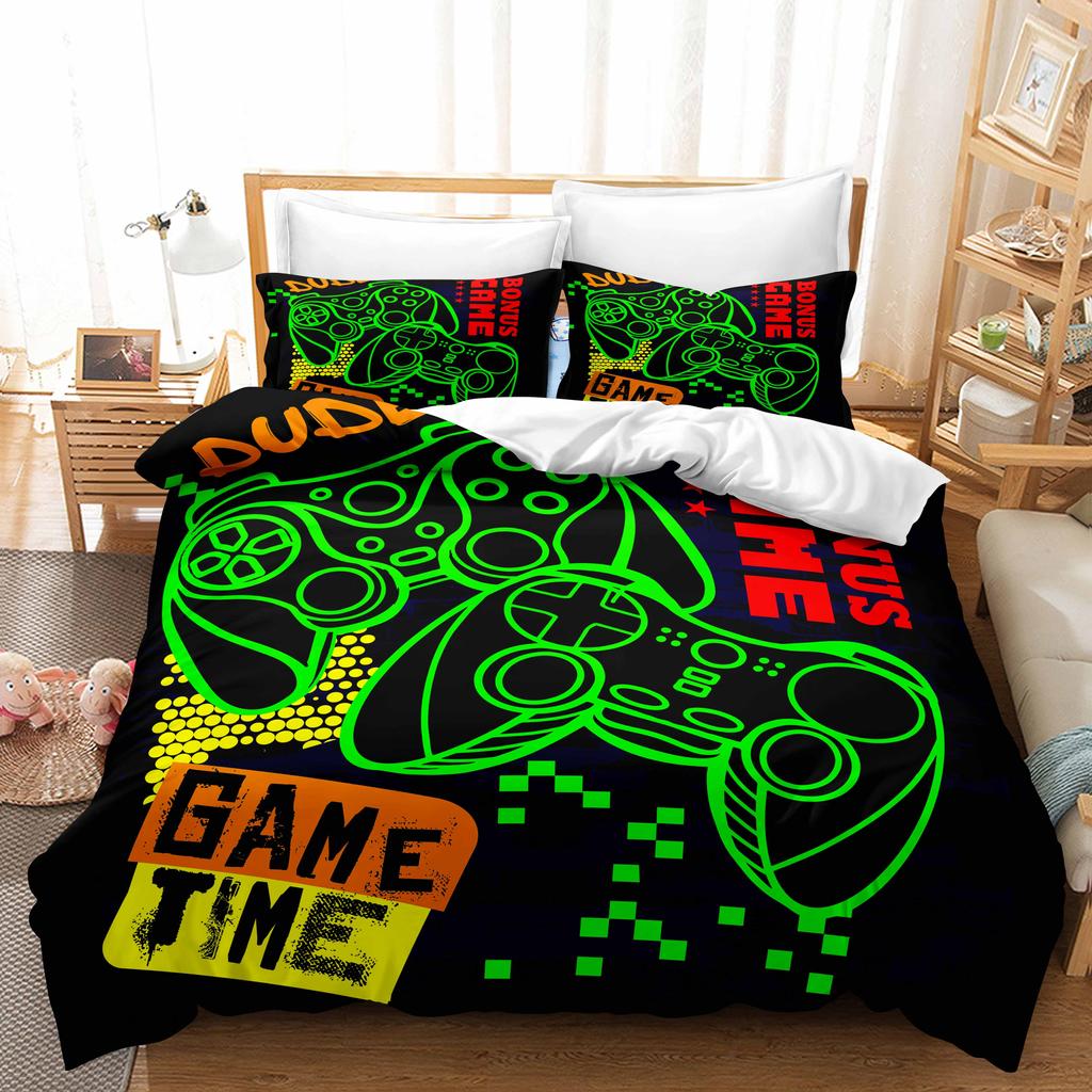 3D Printing Boy's Room Bedding Set Game Handle Duvet Cover 2/3 Pieces AU140 * 210 Full Size Quick Drying Easy Cleaning Home Decoration