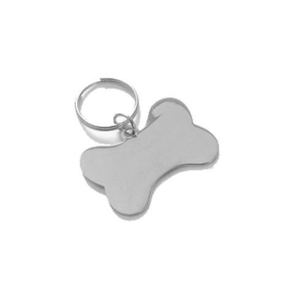 Silver Blank Tags Hole Stamping Blanks Key Rings Bone Shape Tags DIY Jewelry Making