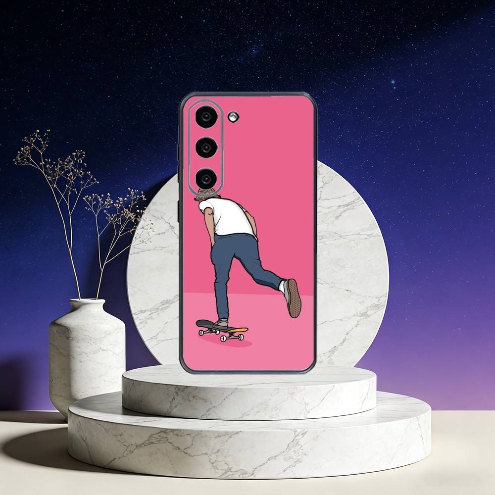 COOL S-Skateboard Phone Case For Samsung Galaxy A73,A72,A71,A70,A53,A52,A51,Others Soft Black Cover
