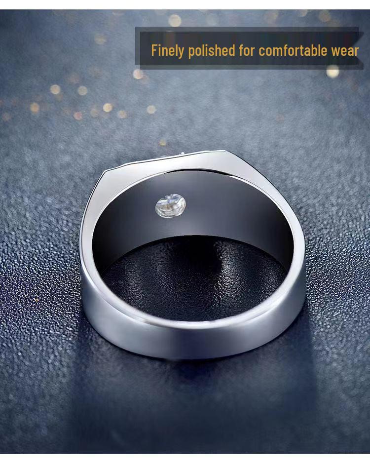 Men's 18k Gold Moissanite & Diamond Ring with Grading Certificate, Appraisal Supported.