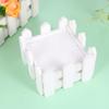 2 Pcs Artificial Plastic Flower Pot Moss and Vase Set Portable Simulative Flower Pot with Wooden Fence (White)