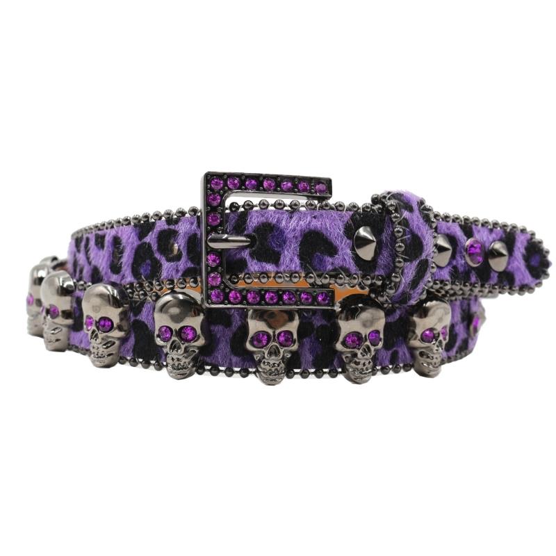 

Trendy Waist Belt Studded Rhinestones Crystal for Street Dance Rivets Belt Livehouse Punk Waist Chain Skull Buckle S