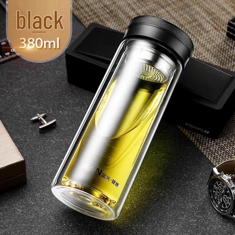 Fuguang 380ml Double Wall Borosilicate Glass Tea Infuser Bottle