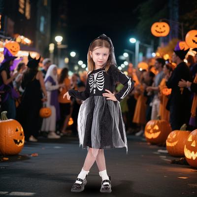 Kids Skeleton Costume Halloween Skeleton Tutu Skirt/Dinosaur Jumpsuit/Bone Onesie Outfit for Boys Girls Dress-up