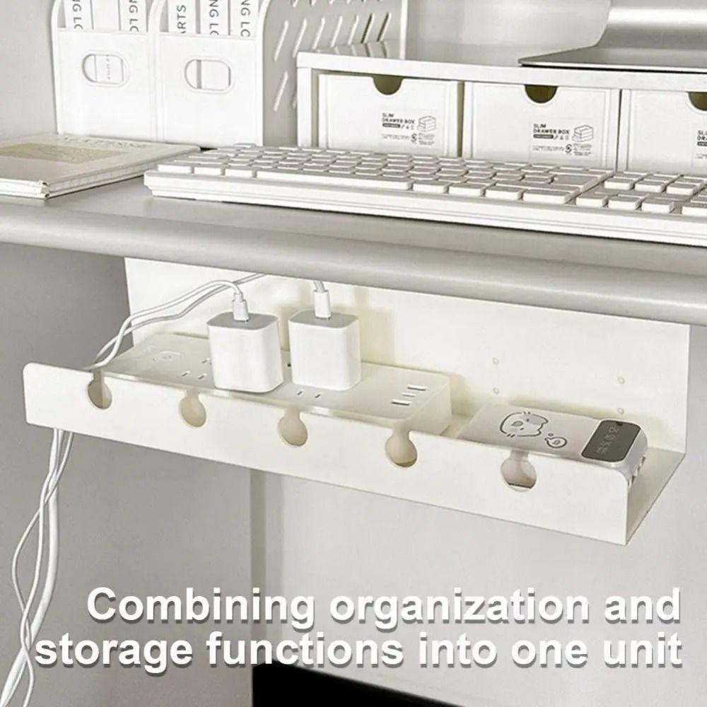 No Drilling Under Desk Cable Management Rack Versatile Wire Fixed Storage Slot  for Office and Home