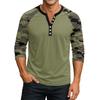 Herren Button-Down Kontrast Raglan 3/4 Ärmel Oberteil