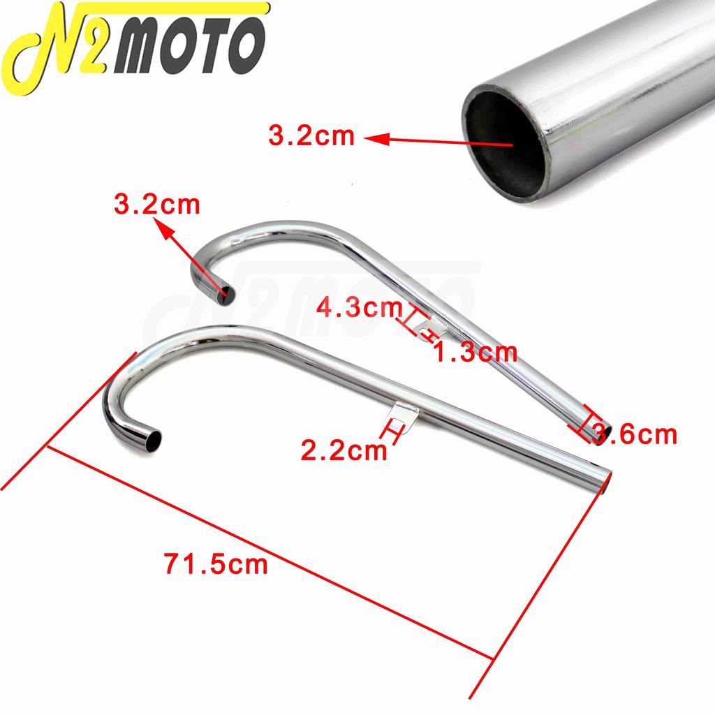 32HP Motorcycle Chrome Exhaust Muffler Tube Case For BMW K750 M1 M72 R71 R12 Dnepr MT12 Retro Modified Muffler System