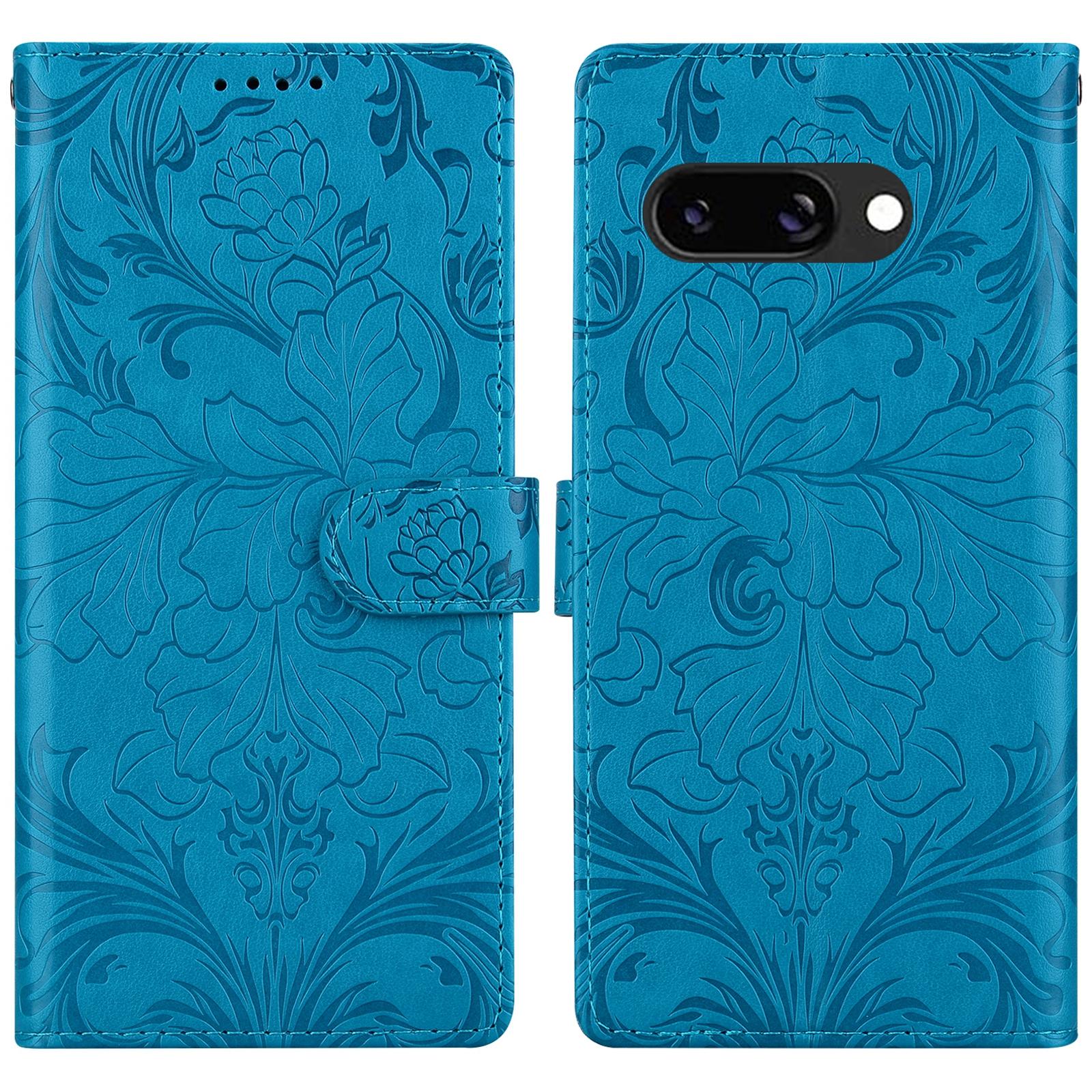 For Google Pixel 9a Leather Case Imprinted Floral Pattern Wallet Stand Flip Phone Cover C