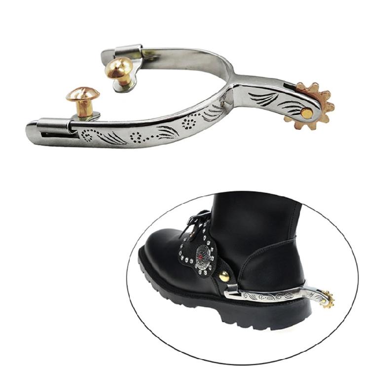 Retros Style Metal Spurs For Equestrians Use German Silver Embellished Traditional Western Horsemanship Spurs