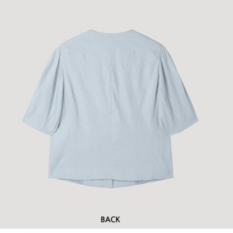 [She S miSS] Pin Tuck Shoulder V Neck Short SleeVe Jacket Swwjkp22720 Ll