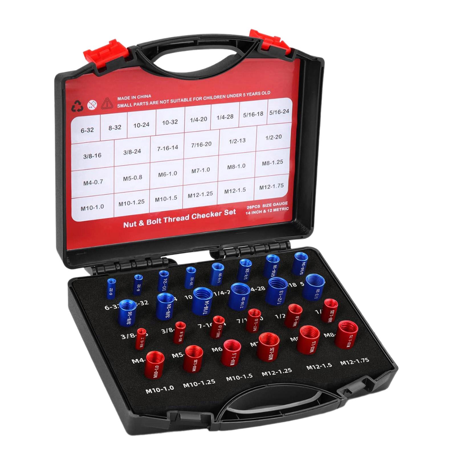Nut and Bolt Thread Checker (Inch & Metric) Male/Female Gauges Thread Checker