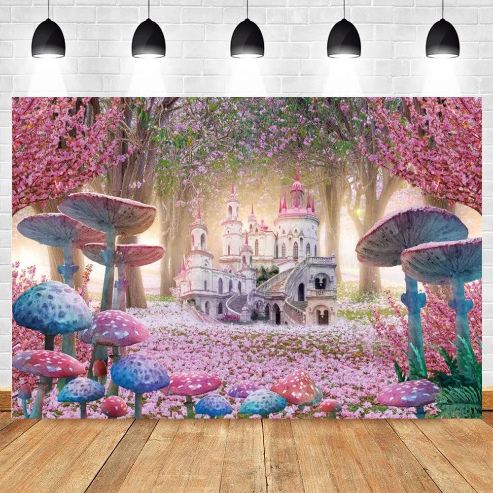 Spring Castle Floral Backdrop Wonderland Forest Flower Baby Kids Birthday Party Wedding Photography Background Decor Studio Prop2