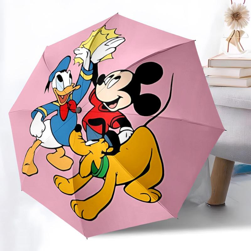 

1pc Mickey Mouse Automatic Folding Umbrella - Portable Collapsible Design, 8-Rib Iron Frame yy251209091