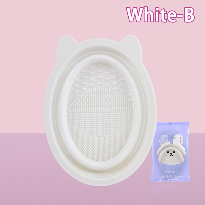 Make-up-Pinsel-Reinigungswerkzeug Faltbare Silikonschüssel Beauty Egg Cleaner Schwamm Puff Waschen Tragbare Peelingmatte Katzenohrkosmetik