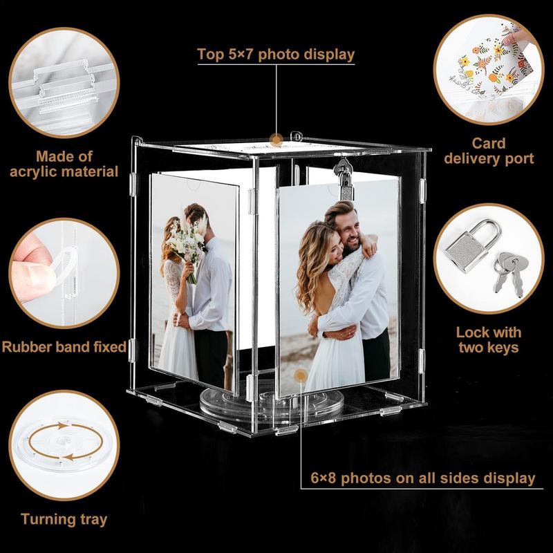 Acrylic Wedding Card Box With Lock For Birthday Party Baby Shower Reception Transparent Money Card Box Letter Envelope Boxes