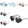 Vintage Steampunk Flip-up Sunglasses With Uv400 Protection Stylish Round Frame