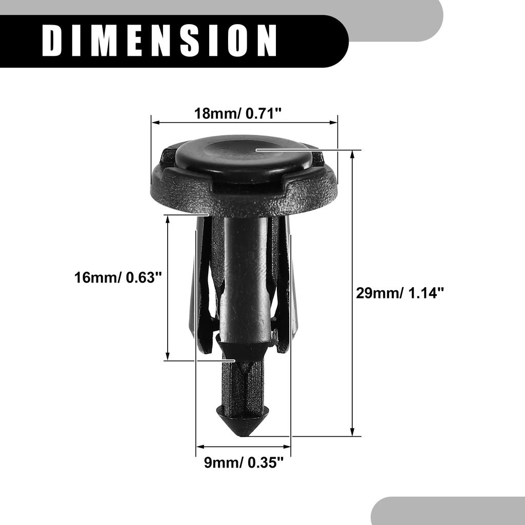 Partuto Push Type Retainer Clip No.909140007 - Fastener Rivet Kit for Car Inner Bumper
