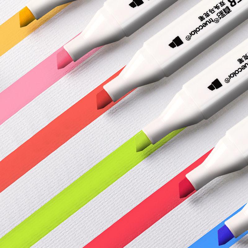 True Color Double-Ended Oil-Based Markers: Quick-Drying Anime Art Set with Hard Tips for Students