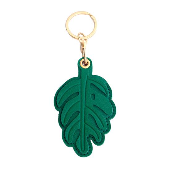 Keychain Pendant Monstera Leaf Shape Key Holder Imitation Leather Access Card Cover Bag Charm Decorative Keychain Accessory зелёный