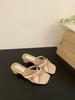 Medium heel temperament silver bow cool slippers women's outer wear with skirt fairy sandals