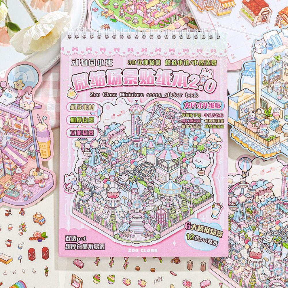 DIY Miniature Scene Stickers Cartoon Miniature Scene Collection New Notebook Sticker  Children Gift