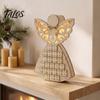 Christmas Light Up Decor Wooden Angel Advent Calendar with 24 Storage Drawers, Countdown for Home to Tabletop Decoration Winter Holiday Party Favors