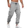 Autumn and Winter Fleece Men's Overalls Spliced Multi-pocket Drawstring Sports Casual Jogging Pants