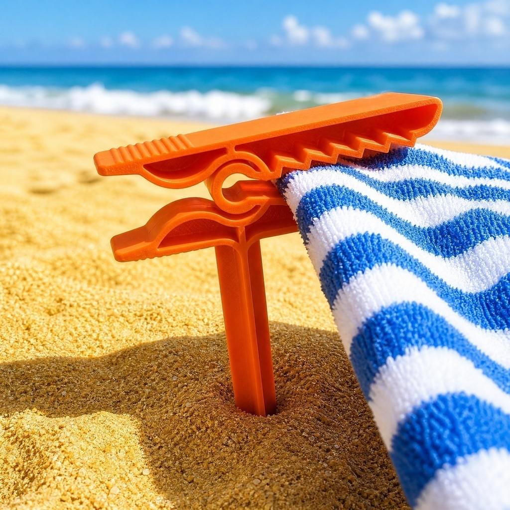 3D Printed Beach Towel Clip Sand Anchor Clamp for Picnic Blanket Fixing Durable Outdoor Ground Stake Holder