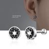 Retro Silver-Plated Emerald Stud Earrings for Men - Stylish Cartilage Piercing for Boyfriend