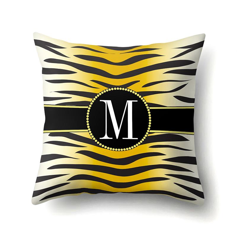 Polyester Pillow Case Leopard Print Decorative Home Bedside Cushion Cover 26 English Letter Printed Pillow Case