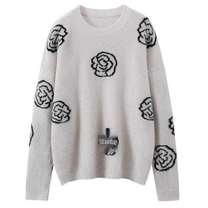 Women's 100% Pure Cashmere Loose Fit Round Neck Sweater - Versatile, Slimming Pullover for Autumn/Winter