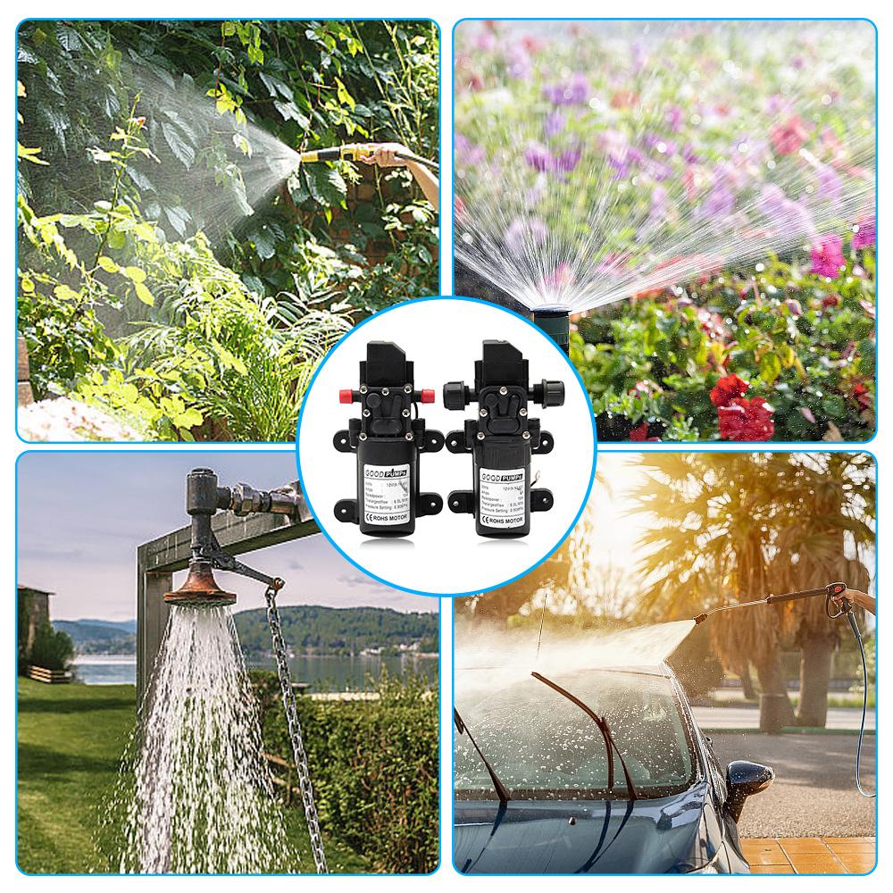 12V DC 6L/min electric water pumps with black micro-high-pressure diaphragm self-priming cooling car wash water pumps sprayers