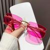 Custom Fashion Small Frame Hip Hop Sunglasses: High-End Men's & Women's Rimless Street Style Instagram Influencer Glasses