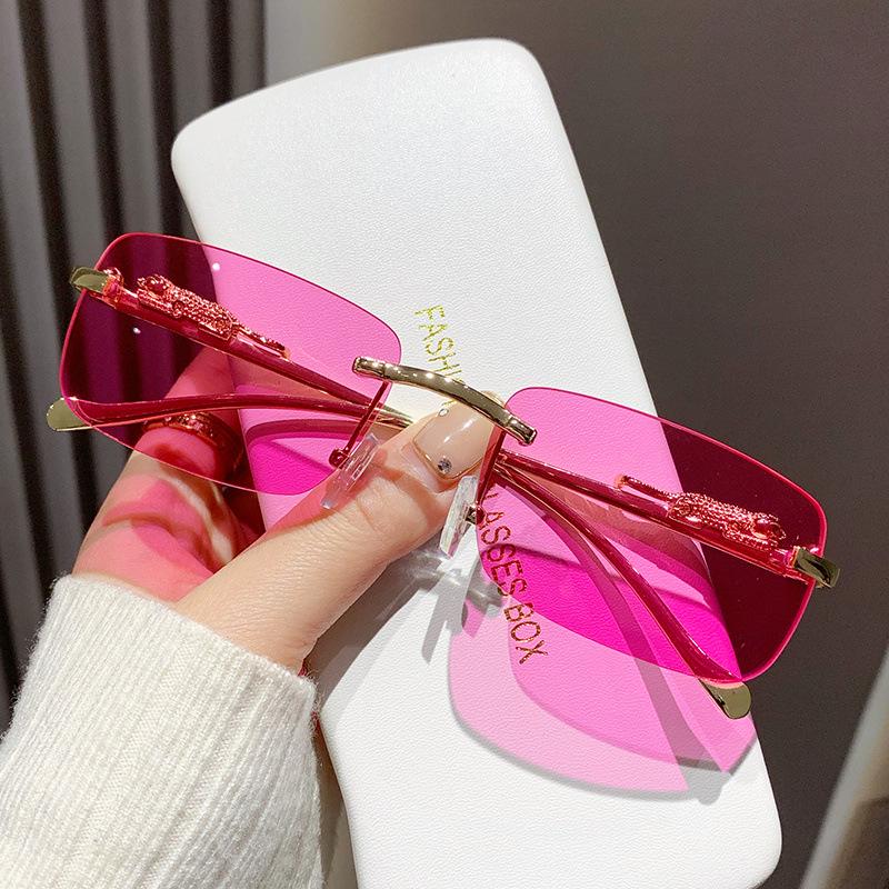 Custom Fashion Small Frame Hip Hop Sunglasses: High-End Men's & Women's Rimless Street Style Instagram Influencer Glasses