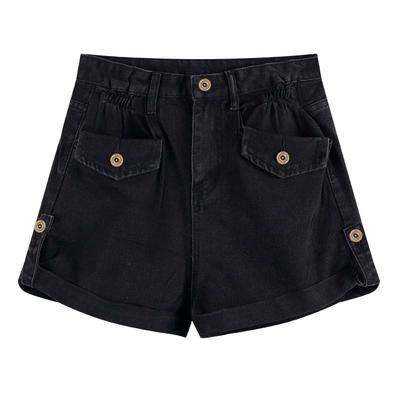 Large Retro Rolled Edge High Waisted Denim Shorts for Women In Summer Loose Wide Leg Pants Spicy Girls' A-line Straight Leg Hot Pants