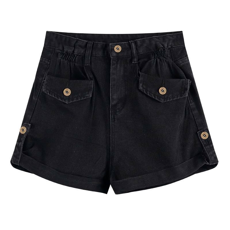 Large Retro Rolled Edge High Waisted Denim Shorts for Women In Summer Loose Wide Leg Pants Spicy Girls' A-line Straight Leg Hot Pants