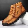 Autumn and Winter Large Size High-top Leather Shoes Men's Soft Leather Soft-soled British Martin Boots Men's Casual Korean Version of Trendy Versatile