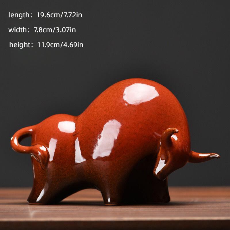 

1 шт. Керамическая фигурка быка на удачу Современный декор для дома и стола Новогоднее украшение для офисной стойки Традиционное мастерство Идеальный подарок