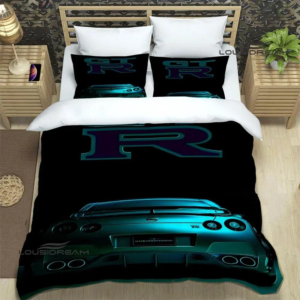 Set Biancheria da Letto Stampata Retrò GTR Racing Set di Biancheria da Letto Raffinato Copripiumino Set Piumone Set Biancheria da Letto Lusso Regalo di Compleanno