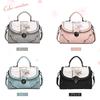 NICOLE & DORIS Retro-Style Women's Waterproof PU Leather Handbag, 2-Way ShoulderCrossbody Bag, Small, with Printed Design, Stands Up, and Studs,